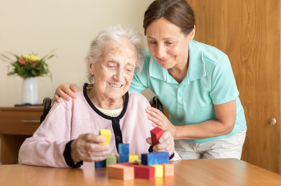 effective communication strategies for dementia clients visual aid support worker blocks assistance elderly client