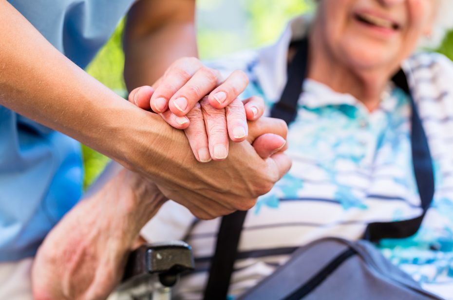 elderly woman support rural area worker assistance