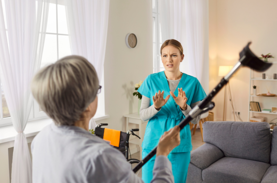 restrictive practice elderly person violent intervention training action aged care